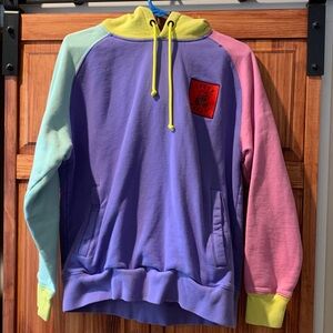 Teddy Fresh Colorblock Hoodie Sweatshirt mint, pink, violet and chartreuse szM